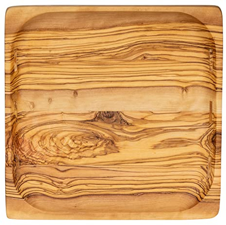 levandeo Holzschale Olivenholz ca. 20x20cm Schale Holz Dekoschale Natur Unikat Tischdeko Brotschale Snackschale