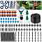 NINGESHOP Sistema de riego Jardín, 211 PCS DIY Sistema de Riego por Goteo con 40m Kit Riego y Ajustable Boquilla Aspersor Pulverizador y Gotero Automatico para Jardin Cama de Flores Patio Césped