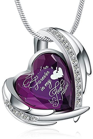 Minicremation Schmuck für Asche, Anhänger – Kristall-Herz-Urnen-Halskette mit Mini-Andenken-Urnen-Gedenk-Asche-Schmuck (lila-für immer)