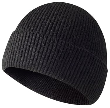 Irzaki Beanie-Mütze für Herren, Wintermütze für Damen und Herren, dehnbar, winddicht, Winter-Strickmütze für Alltag und Outdoor, Schwarz , Einheitsgröße