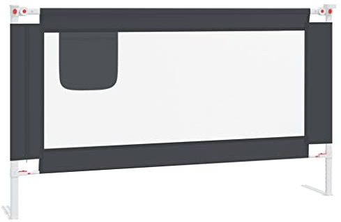 vidaXL Kleinkind Bettschutzgitter Bettgitter Kinderbettgitter Babybettgitter Gitter Kinderbett Babybett Rausfallschutz Dunkelgrau 140x25cm Stoff