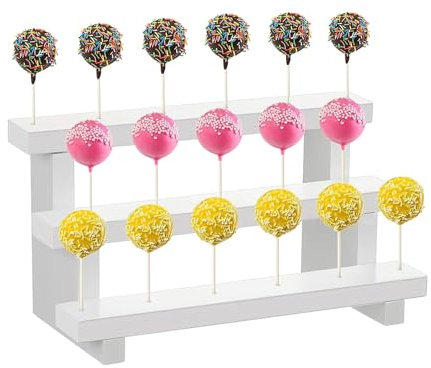 MytaYt Bianco Supporto Lollipop 3 Livelli Porta Lecca Alzata per Torta 17 Fori per Tavolo da Dessert Compleanno Halloween Natale