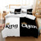 VTRXEG Bettwäsche 200x200 King Und Queen,Schwarzer Und Weißer Couple Bettwäsche,100% Mikrofaser Bettbezug King Queen,mit Reißverschluss1 Bettbezug Und 2 Kissenbezüge (A, 200x200cm)