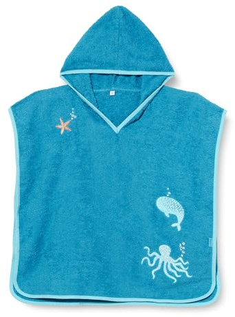 Playshoes Unisex Kinder Frottee-Poncho Bademantel Handtuch, Meerestiere, S (bis ca. 4 Jahre)