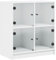 vidaXL Beistellschrank, Schrank Kommode mit Glastüren, Wohnzimmerschrank mit viel Stauraum, Sideboard Vitrine Flurschrank Mehrzweckschrank, Weiß