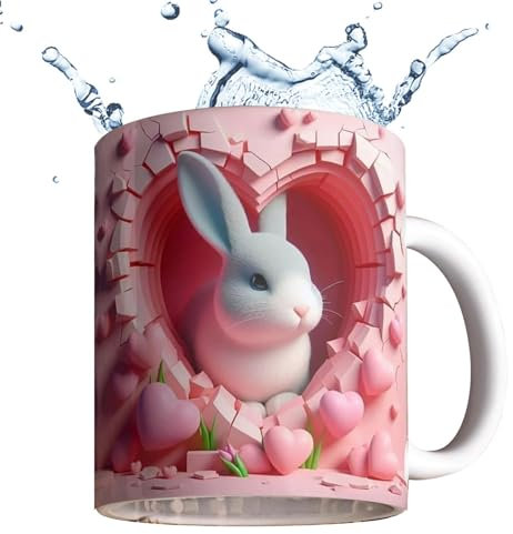 Voihamy Bunny Mug, Easter Bunnies Mug, Easter Eggs Ceramic Coffee Cup, Cute Bunnies Ceramic Mug, Colorful Easter Mugs, Novelty Coffee Mug, Personalized Easter Mug, Easter Themed