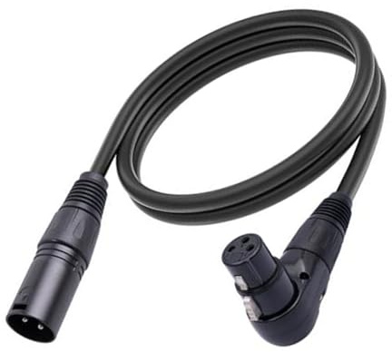 Goshyda XLR-Mikrofon-Verlängerungskabel-Adapter, 90°-Winkel-XLR-Buchse auf Stecker für E-Gitarren, Mischpulte, Aktive Lautsprecher (1,8 m/5,9 Fuß)