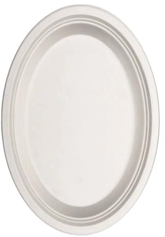 Clarina - Zuckerrohrteller -Eco Pappteller - Einweggeschirr - Einwegteller 50 Stück - 32 x 26 cm - Umweltfreundlich - Biologisch Abbaubar