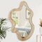 Lzuso Großer asymmetrischer Wandspiegel mit Holzrahmen einzigartiger, künstlerischer Wandspiegel, Dekoration für Badezimmer, Waschtisch, Schlafzimmer, Wohnzimmer, Eingangsbereich, Flur Natur