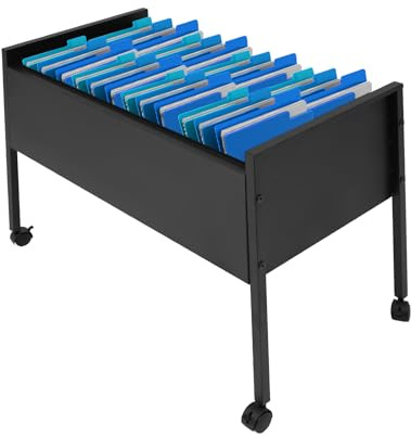 Hängemappenwagen 100 Duo Schwarz Rollbarer Aktenschrank, Aktenordner mit Rädern, Rollbarer Aktenwagen für Hängemappen