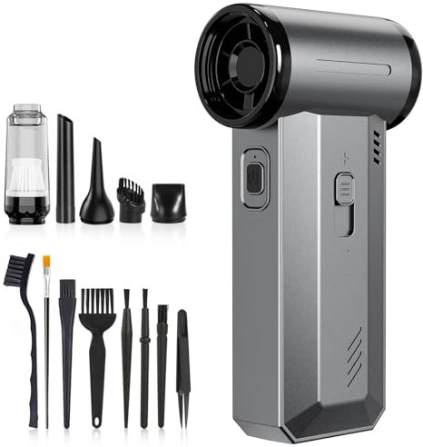 Souffleur de Poussière Électrique 130 000 tr/min | Moteur 200W Sans Balais | 4-en-1 Soufflage & Aspiration | Batterie 8000mAh | Idéal pour Nettoyage, Allumage du Feu, Gonflage, Refroidissement