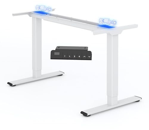 FLEXISPOT Höhenverstellbarer Schreibtisch Gestell, Elektrisch Tischbeine mit 2 Motoren & LED-Höhenanzeige & 4 Speicherfunktionen, höhenverstellbares Tischgestell E1 PRO, Weiß