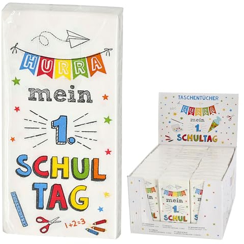 Taschentücher '1. Schultag' 36x10er Pack Display | 5x11x2cm Papier 3lagig | Papiertaschentücher Tempo (Taschentücher Schule)