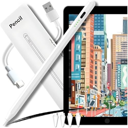 Lápiz Stylus Pen para Apple, iPad Air Tablet, Pro, Mini, Stylus 2 Gen, 4 puntas incluidas, color blanco