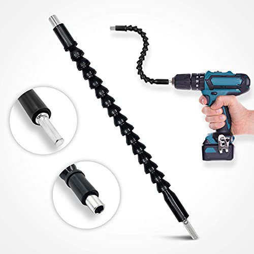 cz Store® - Albero flessibile per trapano avvitatore elettrico, magnetico con rotazione a 360°, prolunga a cardano 295 mm con attacco mandrino per un rinvio angolare a 90° e oltre