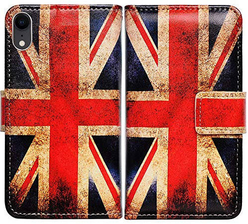 Bcov iPhone XR Case, Retro Union Jack Flag Folio Case Wallet Leather Cover Case with ID Credit Card Slot Holder Stand For iPhone XR