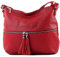 modamoda de T159 Damen Leder Umhängetasche Schultertasche Medium handmade in Italy, Farbe:Rubinrot