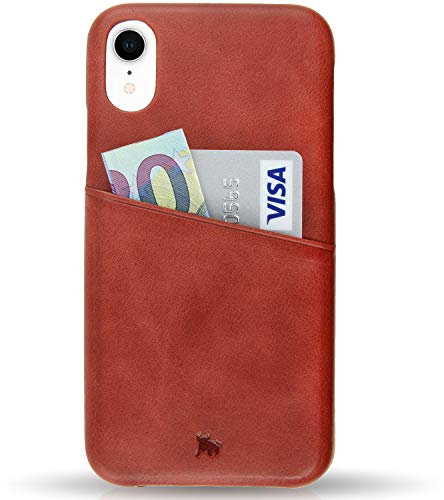 BULLAZO Menor Urban, Hülle aus Leder mit Kartenfach, kompatibel mit iPhone XR 10R, Korallenrot