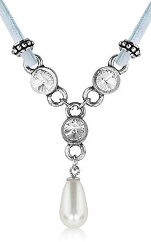 LUISIA Halskette Cami mit Swarovski Elements und Perle - Hellblau
