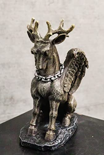Ebros Gift Sitting Winged Pegasus Stag Horned Gargoyle in Stoic Pose Statue 6.25 Tall Fantasy Legends Gothic Dungeons and Cathedrals Collectible Decor Figurine