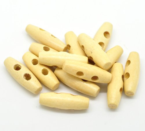 SiAura Material - 30 Stück Ovale Knebelknöpfe 30 mm x 10 mm, Natur, 2 Löcher I Zum Nähen, Basteln und Dekorieren