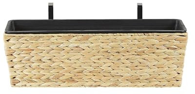 Jardinière Pot de Fleurs Rectangulaire Beige 60 cm de Type Panier en Fibres Naturelles pour Balcon Terrasse ou Jardin Boho et Campagne Beliani