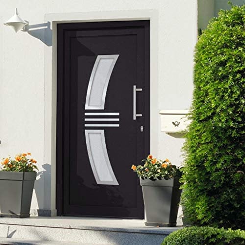 vidaXL Haustür mit Türgriffsatz Befestigungsset Dichtungsband Nebeneingangstür Eingangstür Wohnungstür Außentür Kellertür Tür Anthrazit 108x208cm