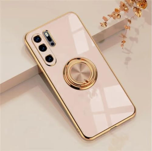 Jacyren Hülle für Huawei P30 Pro Handyhülle P30 Pro Schutzhülle,Casemagnetische KFZ Halterung Ultradünnes Silikon Schale 360-Grad Finger-Halter Anti Fall Cover. (Huawei P30 Pro, Milchtee Farbe)