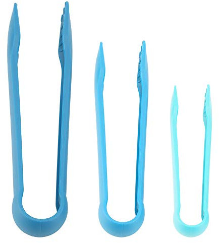 Pinze in Silicone da 3 Pezzi, Pinze per Pane in Plastica Multifunzionali Morsetti per Alimenti Clip per Insalata Utensili da Cucina per Cottura da Cucina - 6/8/10 pollici(Blue)
