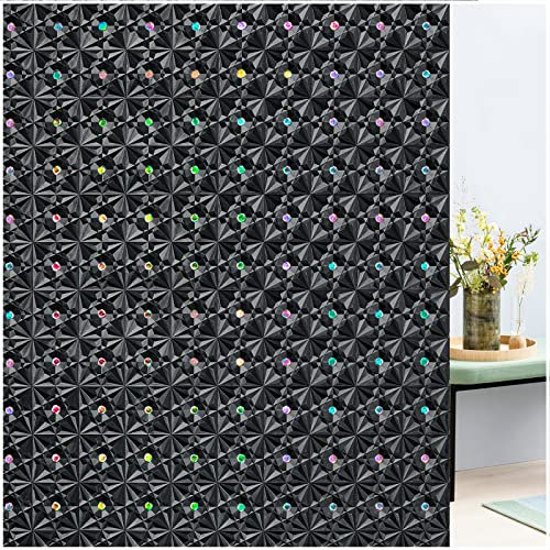 Total Blackout Privacy Window Film Sun Blocking Glass Film Self Static Heat Control Window Tint Non-Adhesive Anti-UV Window Films Privacy Window Clings for Bathroom Living Room Laser 35.4 x 78.7 inch