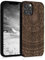 kwmobile Hülle kompatibel mit Apple iPhone 12 / iPhone 12 Pro Hülle - Holz Case - Handy Cover - TPU Handyhülle in Dunkelbraun Indische Sonne