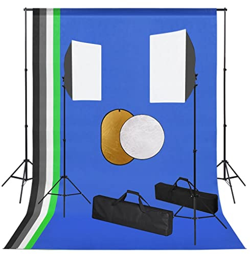 vidaXL Fotostudio-Set mit Leuchten, Hintergrundsystem und Reflektor