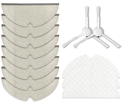 Huayuwa Lot d'accessoires de rechange pour aspirateur Dreame F9, 8 chiffons réutilisables + 3 chiffons jetables + 2 brosses latérales