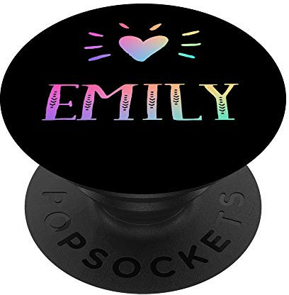 Emily Geschenk Herz Regenbogen Aquarell Love Name Emily PopSockets mit austauschbarem PopGrip