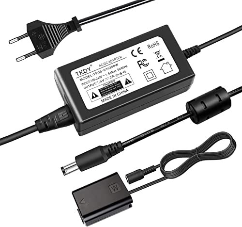 TKDY AC-PW20 Kit d'alimentation de coupleur CC pour Batterie factice NP-FW50 pour appareils Photo Sony Alpha A6400 A6100 A6000 A6300 ZV-E10 A5100 A7 A7II A7RII A7SII A7S RX10 II III IV NEX