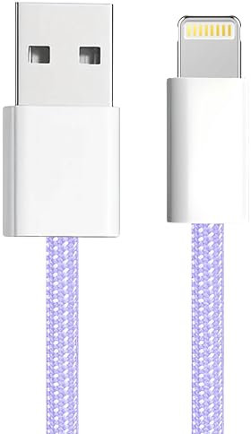 APM 600401 - Cordon Lightning Certifié MFI pour Appareils - Câble de Charge et Synchronisation - Connecteur USB A Mâle et Lightning MFI Mâle - Smartphone et Tablette - 1m de Long - Violet Pastel