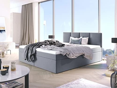 Generisch Boxspringbett Star Bonell-Matratze und Topper Bet mit 2 Bettkästen Doppelbett Farbwahl (180 x 200, Grau - Fuego 166)