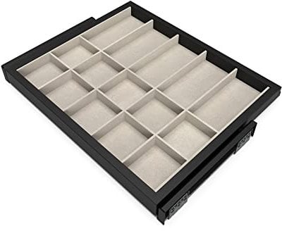 Emuca - Organisationsschublade mit sanft schließenden Schienen für Schränke, Modul 600mm, regulierbare, Tiefschwarz und Steingrau lackiert