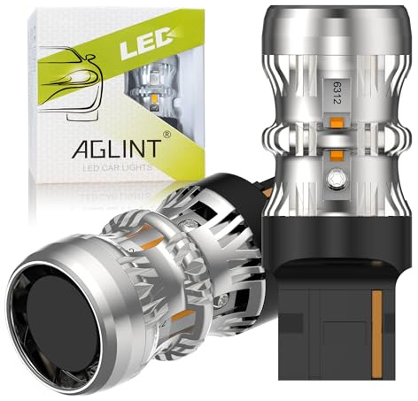 AGLINT T20 LED Bulb CANBUS W21W WY21W for Car LED Turn Signal Lights Amber | 7440 W21W Error Free Anti Hyper Flash Extremely Bright 12V Auto LED Turn Signal Light with Turbo Fan 1500K Amber/Yellow 2Pcs