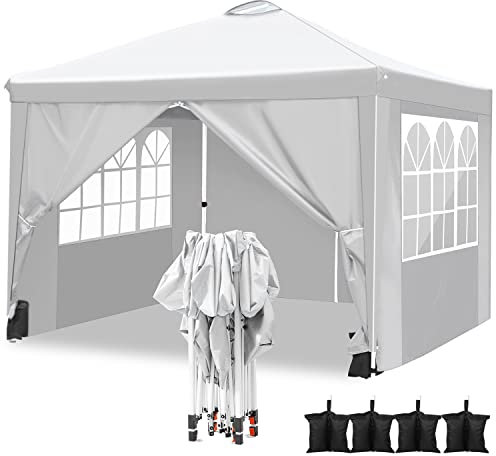 Pavillon Wasserdicht Faltpavillon 3x3 Pavillon Faltbar Zelt Gartenpavillon mit 4 Seitenteilen und 4 Sandsäcke