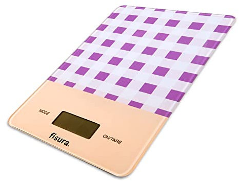 FISURA - Digitale Küchenwaage von Vichy. Original elektronische Waage 5kg/11lbsDigitalwaage Briefwaage mit Tara-Funktion. Glas und ABS. 15 x 22 cm. (Vichy lila)