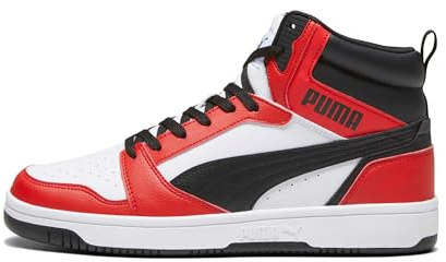 PUMA Unisex Rebound V6 Turnschuhe, Puma White Puma Black For All Time Red, 47 EU