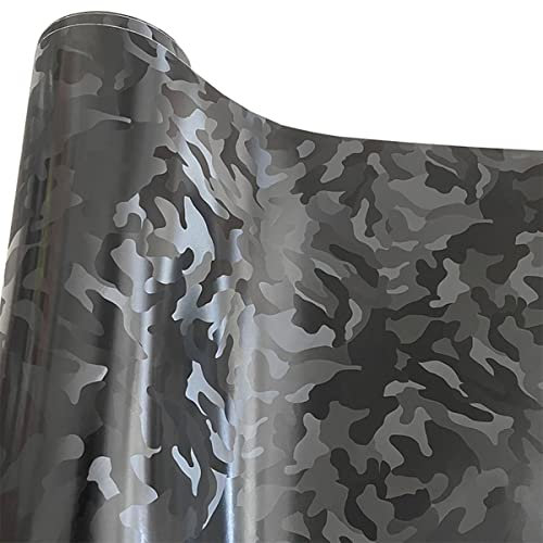 Cozylkx Schwarze Camouflage Vinylfolie 19,68 x78,74, Selbstklebender Air Release Aufkleber Car Wrapping Film Camo Lackschutzfolie FüR Auto Motorrad