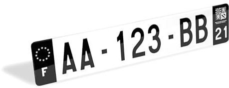 1 Plaque Auto Noire - Plaque décorative pour Voiture côtés Noirs - Plaque immatriculation Fantaisie 520 x 110 mm - résistance aux Chocs, aux intempéries et Anti UV - avec Rivets