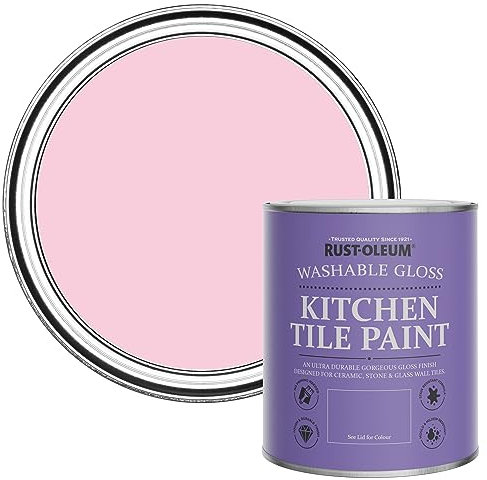 Rust-Oleum Peinture Rose Résistante à l'eau pour Faïence de Cuisine, Finition Brillante - Bonbon 750ml