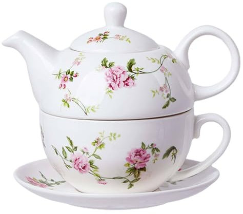 TYMYYS Tè Per Un Insieme Della Teiera E Della Tazza, Servizio Da Tè In Porcellana Cinese, Set Regalo Teiera Per Donna, Set Teiera E Tazze-fiore2-pentola 500ml,tazza 350ml