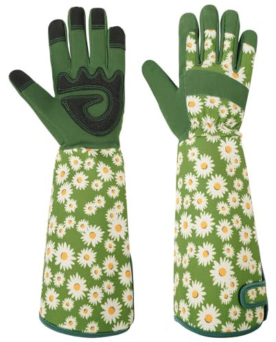 Ainiv Gartenhandschuhe Dornenfest Rosenhandschuhe, Gartenhandschuhe Damen/Herren Garten Geschenke - Dornenfeste Handschuhe mit Extra Langer Stulpe Und Verstärkten Handflächen Und Fingerspitzen(Grün-M)