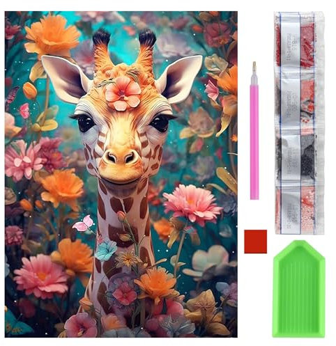 Lotbun 5d Diamond Painting Giraffe (30 X 40 Cm), Diamant Painting Bilder Für Erwachsene Und Kinder, Diamond Painting Tiere