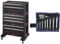 Keter Trolley Modul mit 7 Schubladen – Werkstattwagen für kleine und große Werkzeuge & BGS 30300 | Doppel-Ringschlüssel-Satz | extra flach | SW 6-22 mm | 8-TLG.