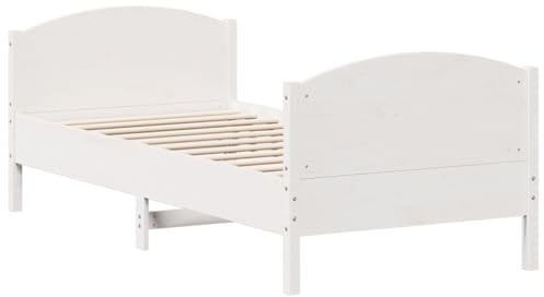vidaXL Massivholzbett ohne Matratze Weiß 100x200 cm Kiefernholz